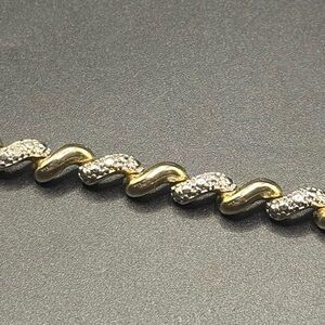 Sterling silver gold vermeil tennis bracelet 7" 12g
